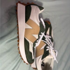 New Balance Olive and Beige Sneakers